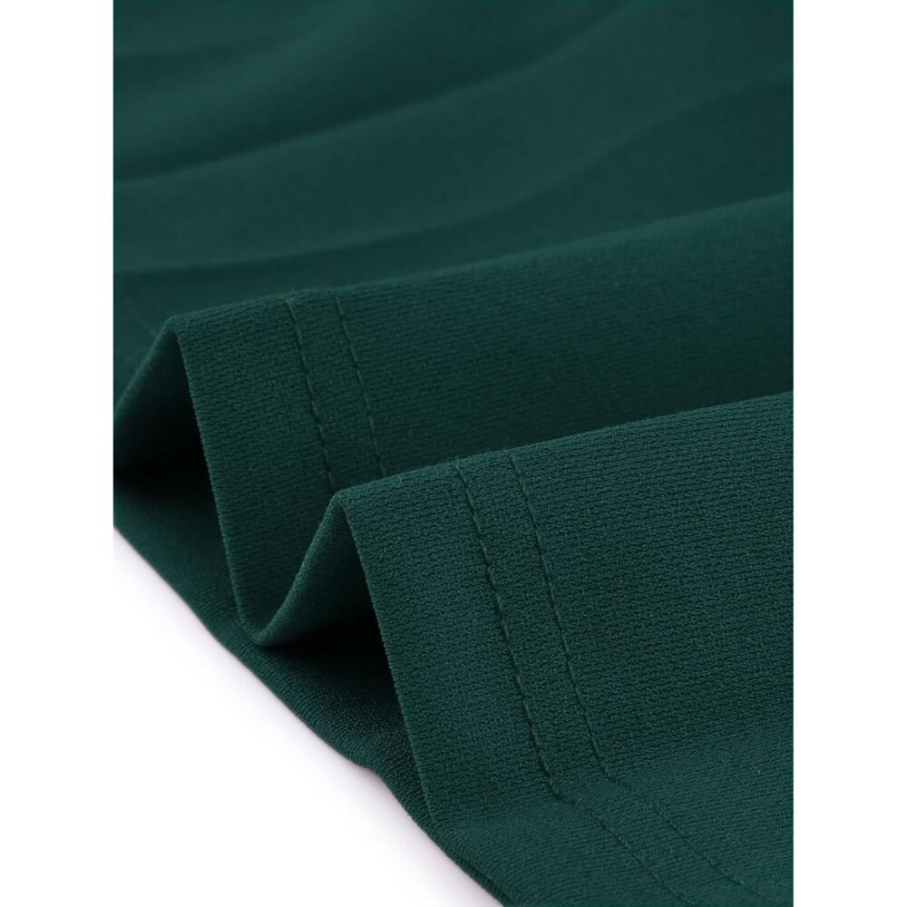 Women's Sleeveless Pleated Dress Knitted Midi Crew Neck Elegant Office - Picture 5 of 5